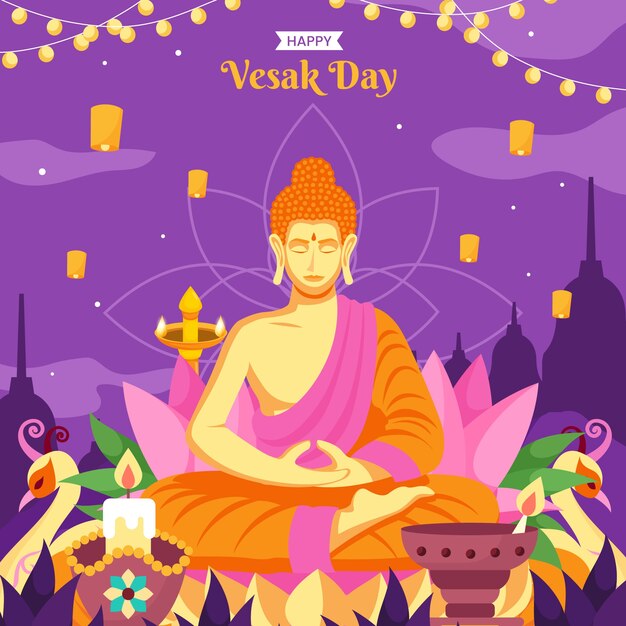 flat vesak say illustration