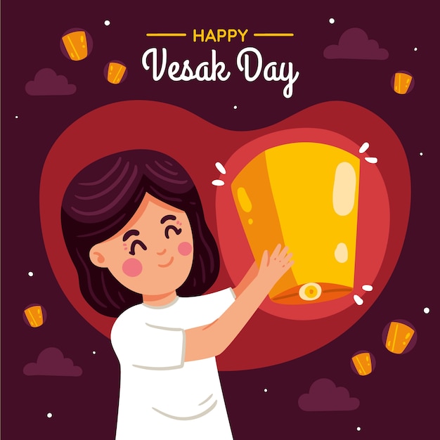 Free vector flat vesak say illustration