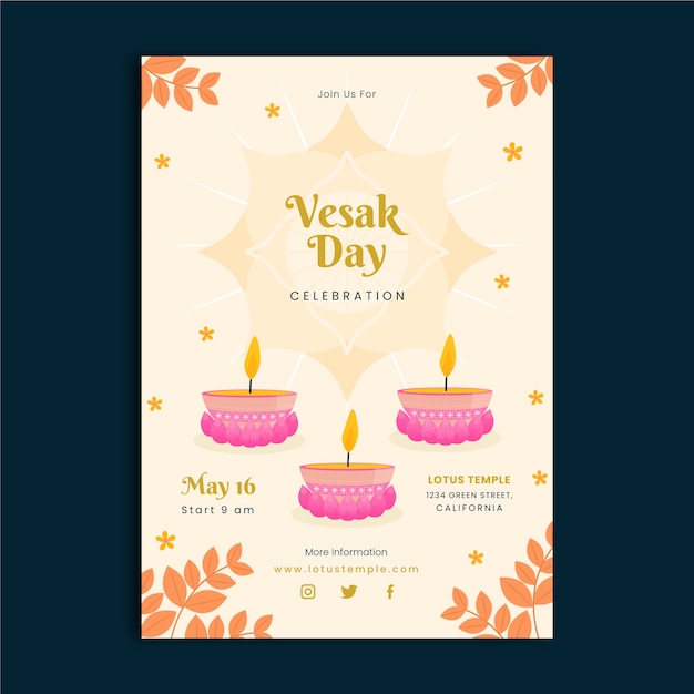 Free vector flat vesak vertical poster template