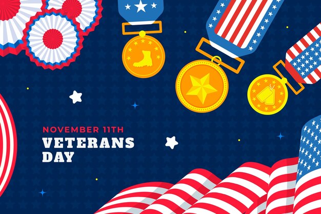 Free vector flat veterans day background