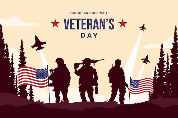 Flat veterans day background