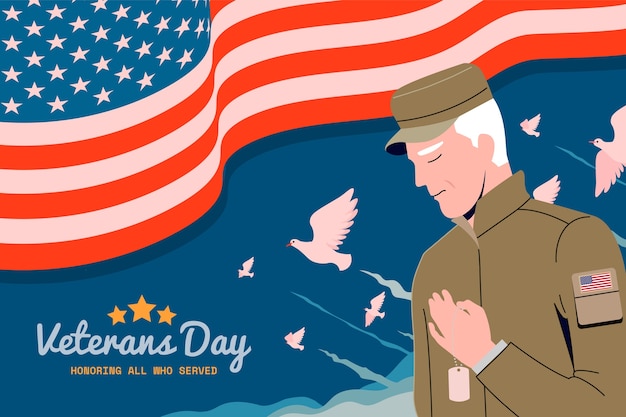 Free vector flat veterans day background