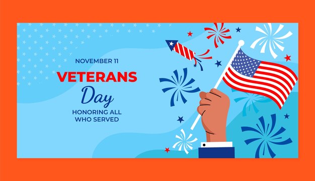 Flat veterans day horizontal banner template