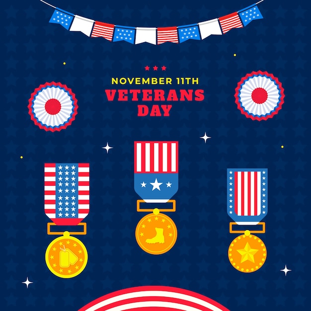 Free vector flat veterans day illustration