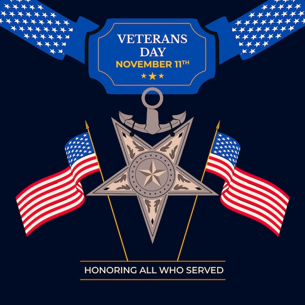 Flat veterans day illustration