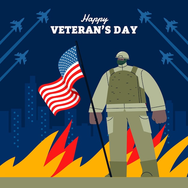 Flat veterans day illustration