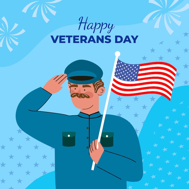 Flat veterans day illustration