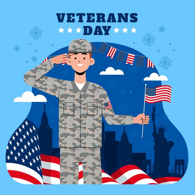 Flat veterans day illustration