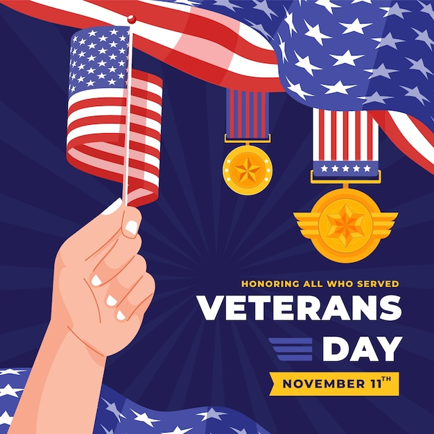 Flat veterans day illustration