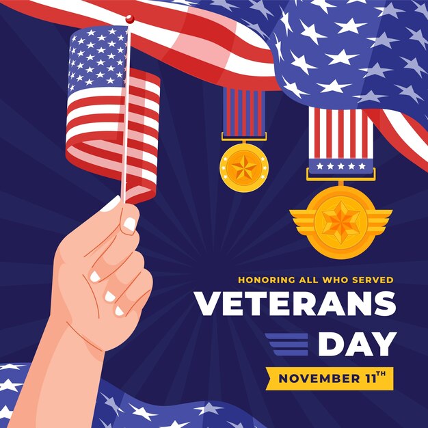 flat veterans day illustration