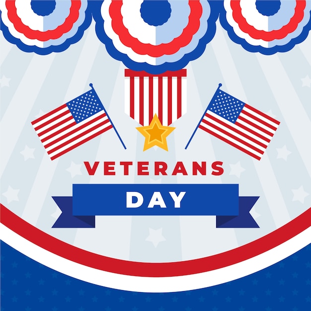 Free vector flat veterans day illustration