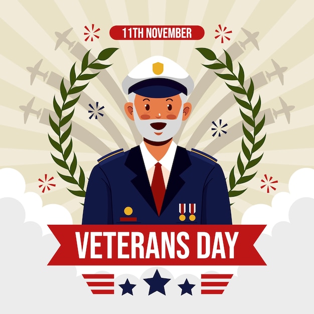 Free vector flat veterans day illustration