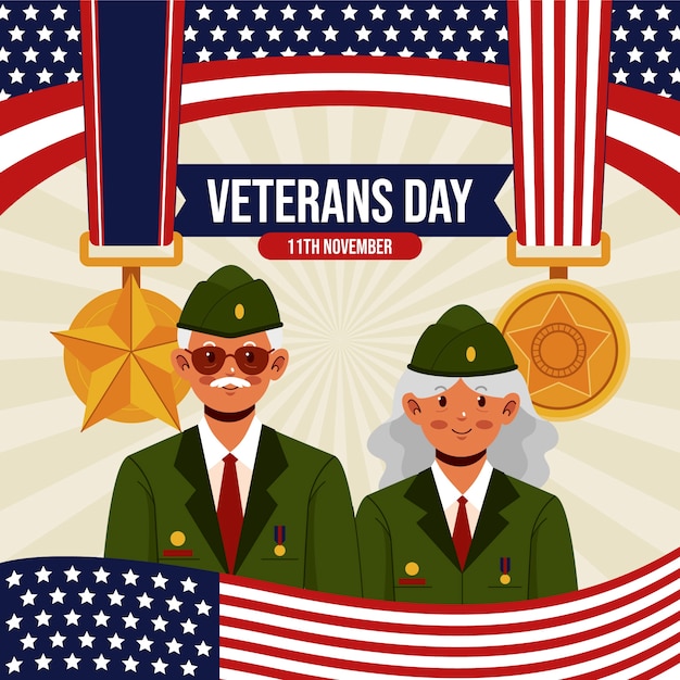 Free vector flat veterans day illustration