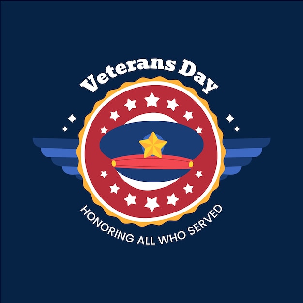 Free vector flat veterans day logo template