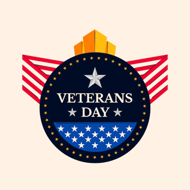 Flat veterans day logo template