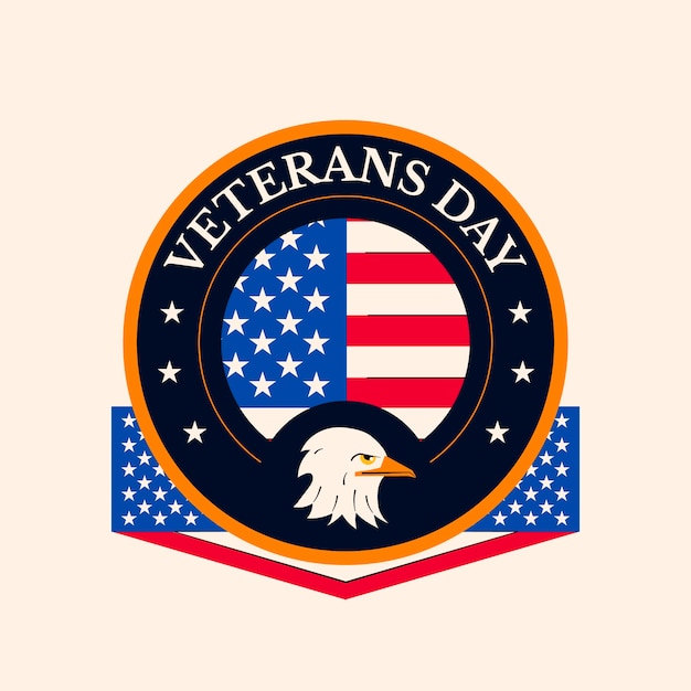 Flat veterans day logo template