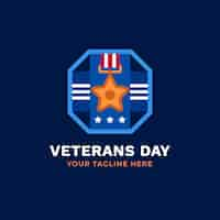 Free vector flat veterans day logo template