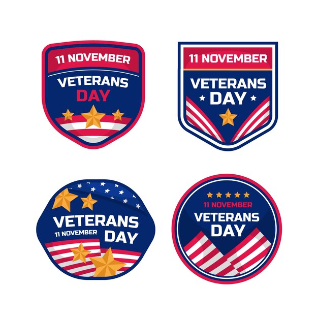Free vector flat veterans day logos collection