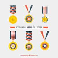 Free vector flat veterans day medals