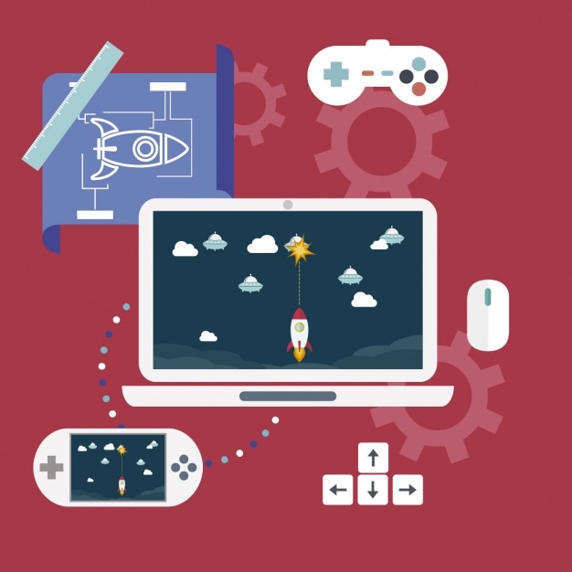 मुफ़्त वेक्टर flat video game development infographic