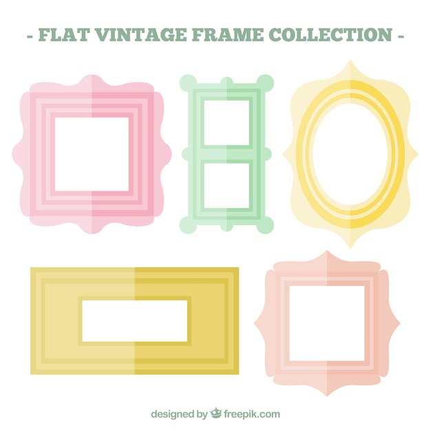 Free vector flat vintage frames in pastel colors