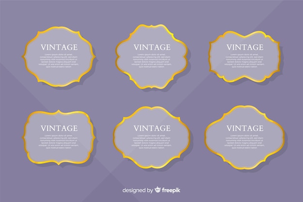 Free vector flat vintage golden frame collection