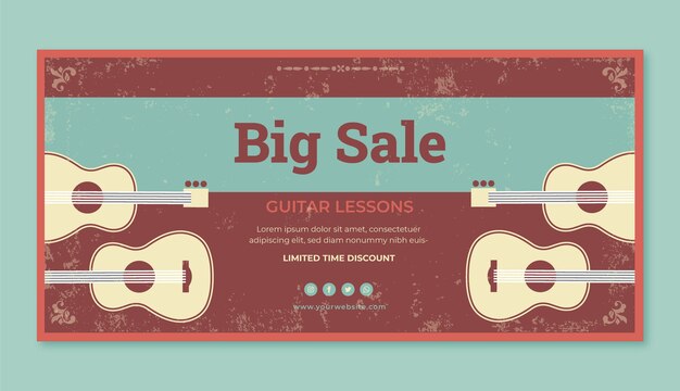 Плоские винтажные уроки игры на гитаре