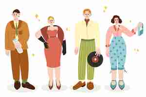 Free vector flat vintage people collection