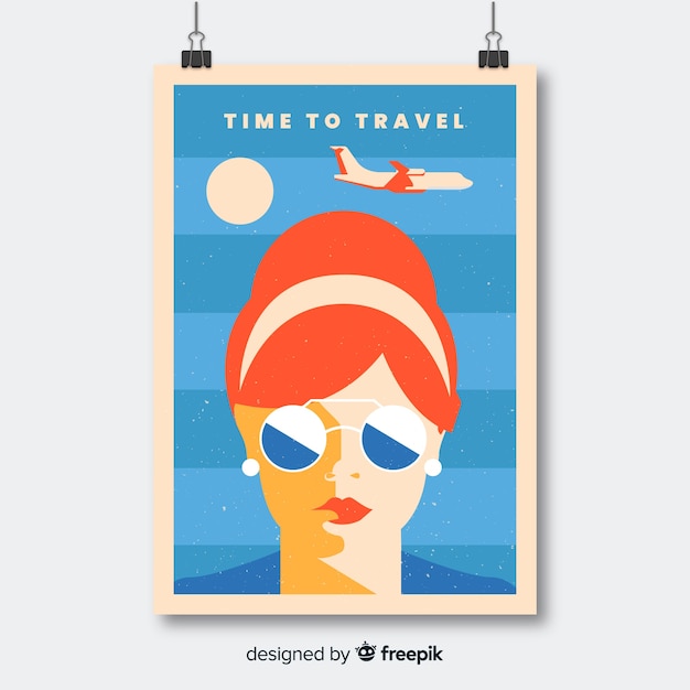 Flat vintage promotional travel poster