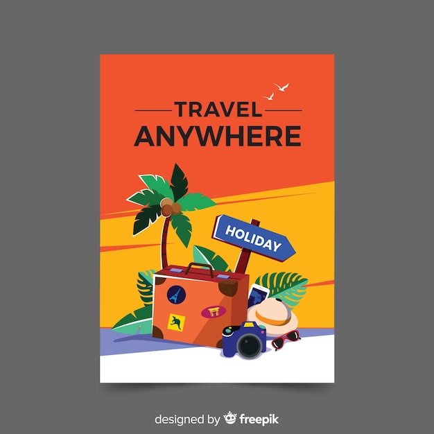 Free vector flat vintage promotional travel poster