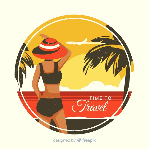 Flat vintage travel background