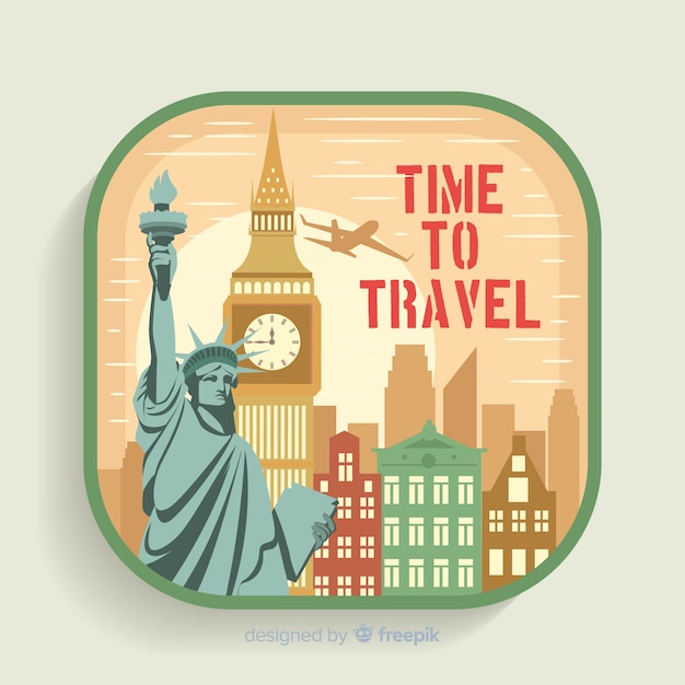 Free vector flat vintage travel background