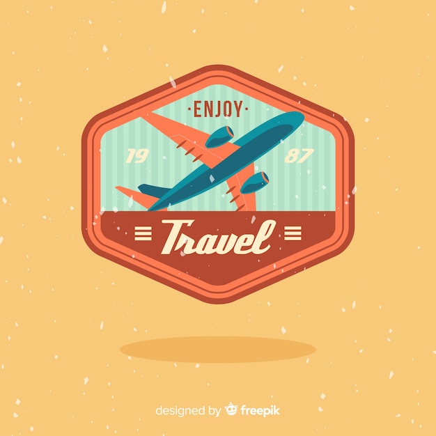 Free vector flat vintage travel label background