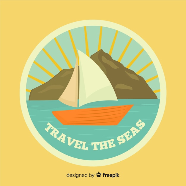 Free vector flat vintage travel label background