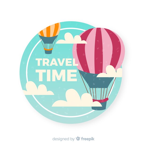 Flat vintage travel label background