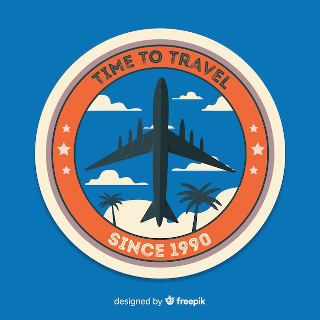 Flat vintage travel label badge