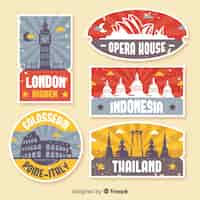 Free vector flat vintage travel logo collection