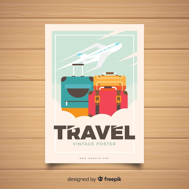 Flat vintage travel poster template