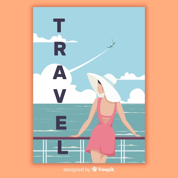 Бесплатное векторное изображение Плоский винтажный туристический плакат