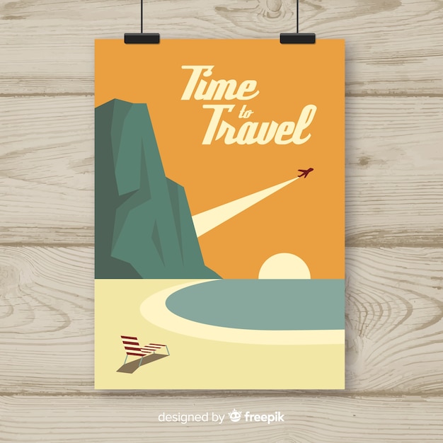 Flat vintage travel poster