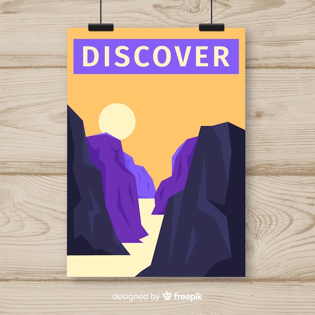 Бесплатное векторное изображение Плоский винтажный туристический плакат