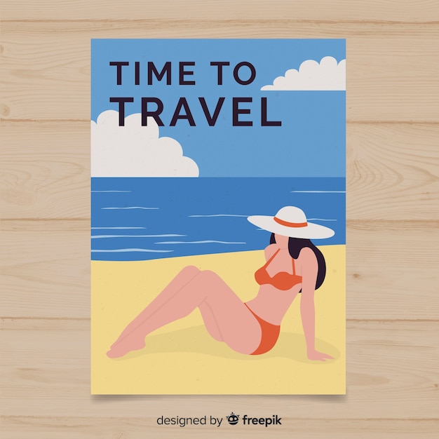 Flat vintage travel poster