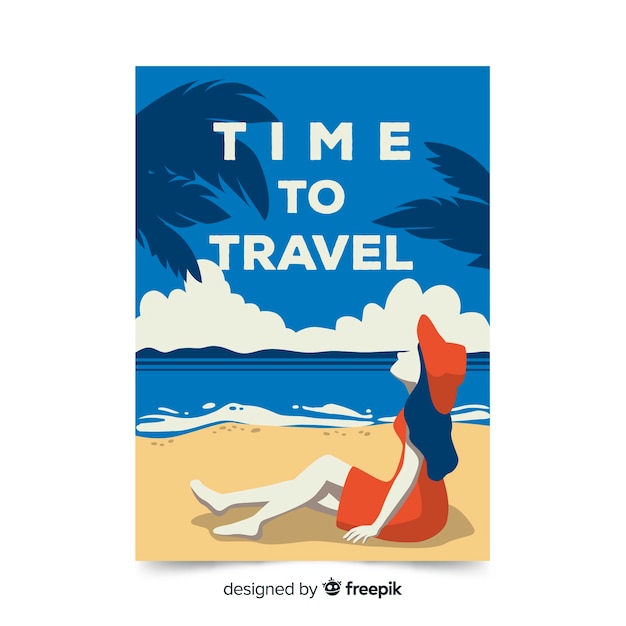 Flat vintage travel poster