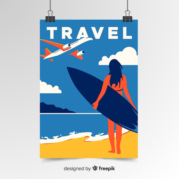 Flat vintage travel poster 