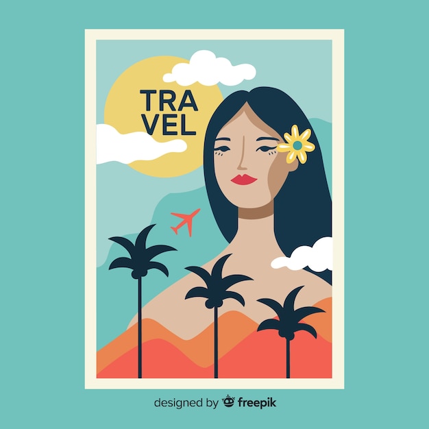 Free vector flat vintage travel poster