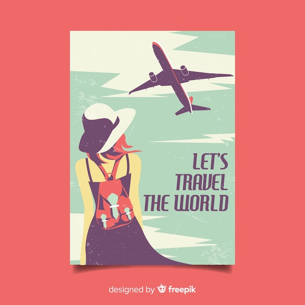 Flat vintage travel poster