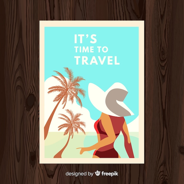 Flat vintage traveling poster – Free Vector Download for Vector Templates