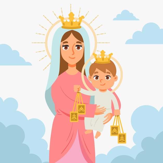 Free vector flat virgen del carmen illustration