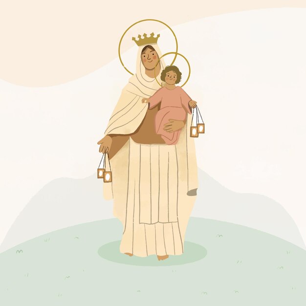 Flat virgen del carmen illustration