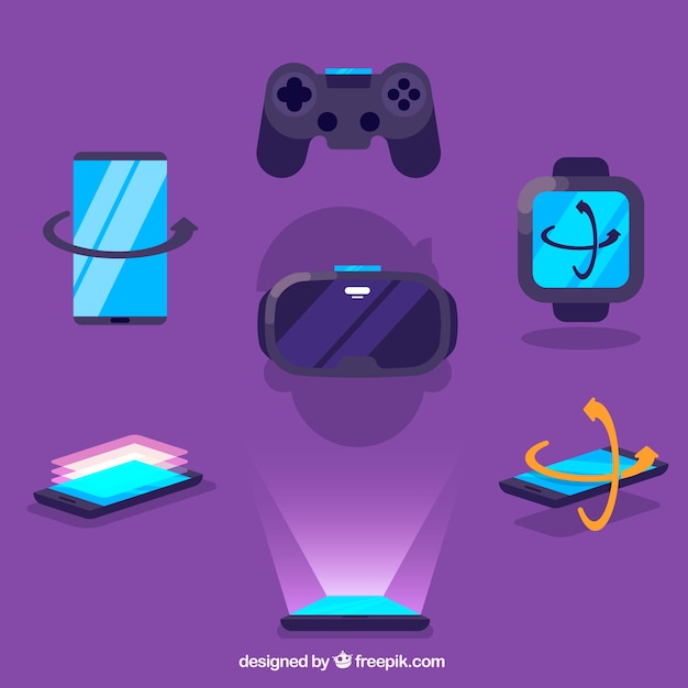 Free vector flat virtual reality elements